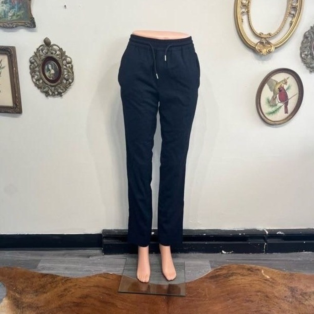 Sandro Paris 100% Wool Drawstring Trousers in Navy - Size 36